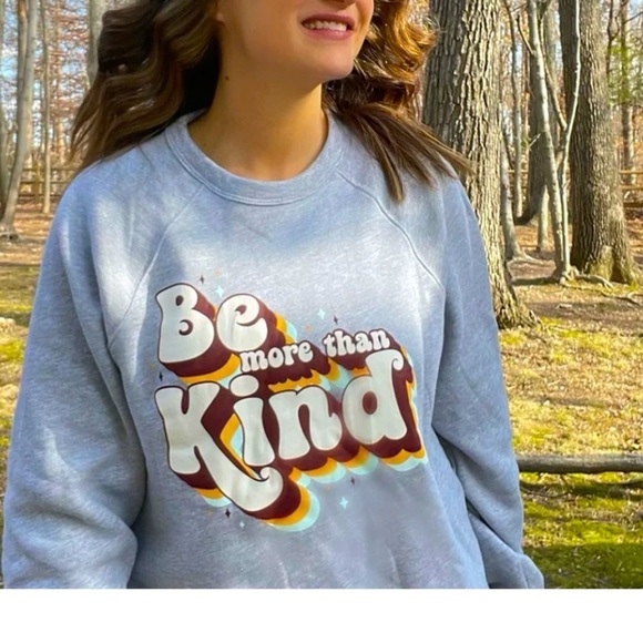 KIND Cotton shirt - gray soft fleece crewneck sweatshirt “Be more than Kind” - Picture 1 of 7